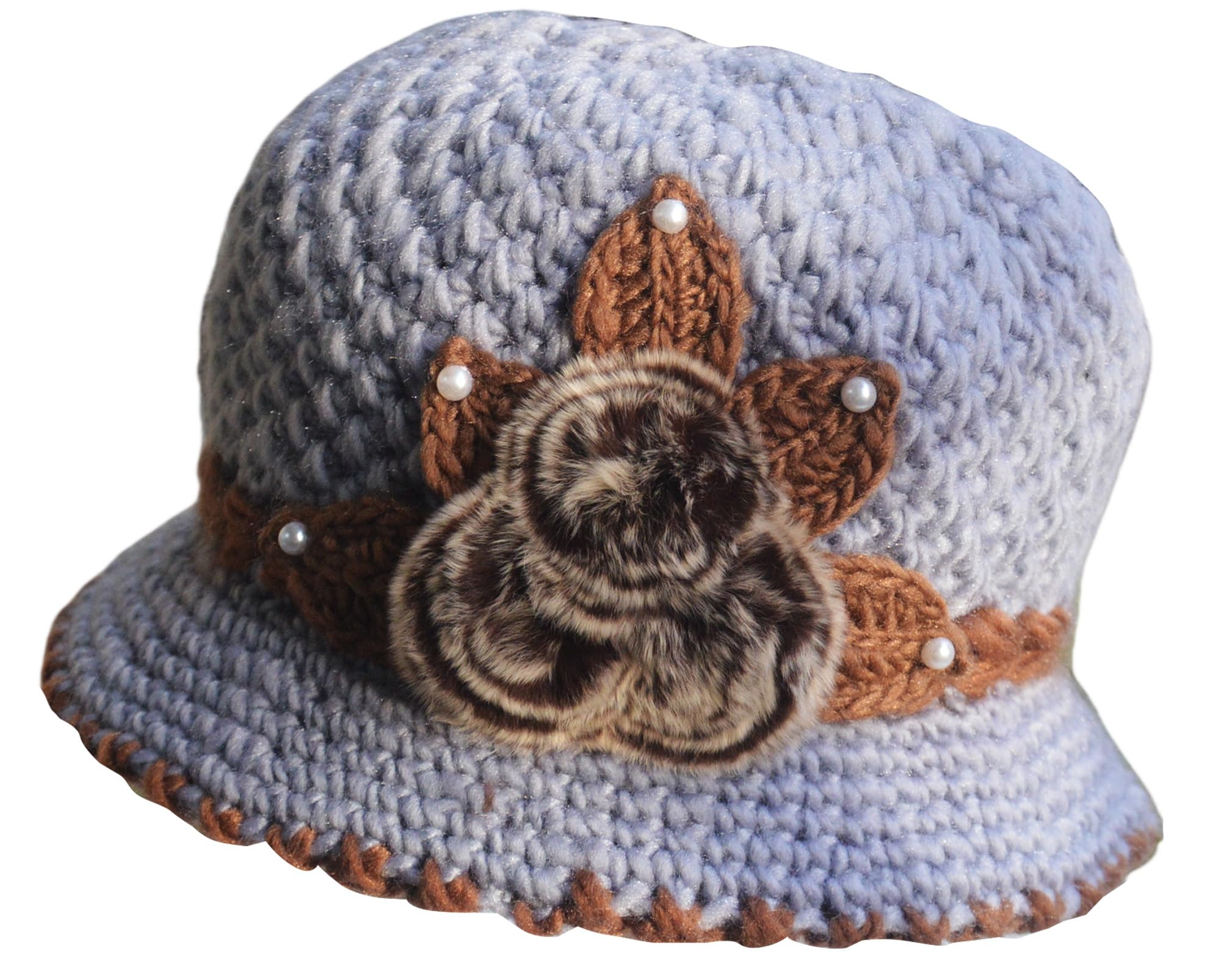 French Thicken Women's Flowers Knitted-Woolen-Hat Fashion Beanie-Hat Lady Crochet-Bucekt-Hat for Winter